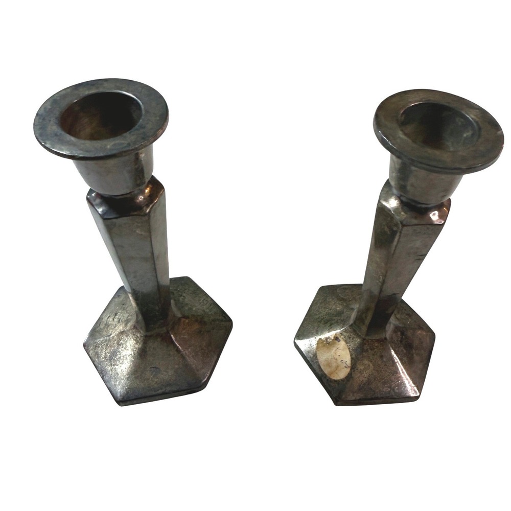 Vintage 1930's Benedict Proctor BP Silver Art Deco Candlestick Holders Pair